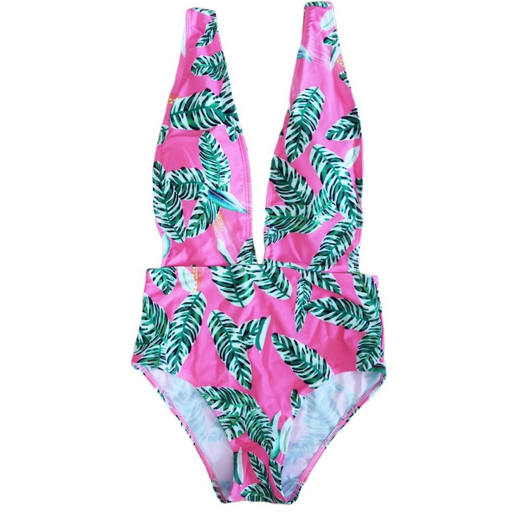 'MILAN' PINK PALM PRINT SWIMSUIT